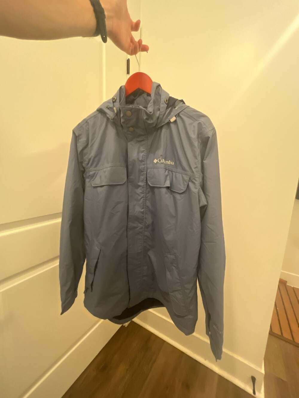 Columbia Rain Jacket Size M Blue Omni-Tech Waterproof Hooded